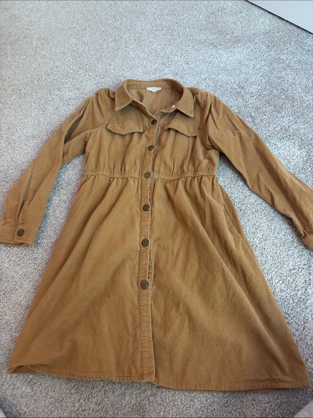 Hayden Girls Corduroy Dress in Camel Brown